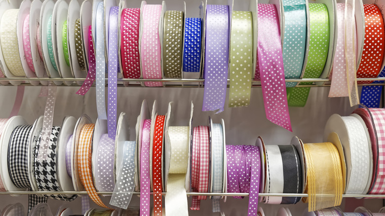 craft ribbon on shelf