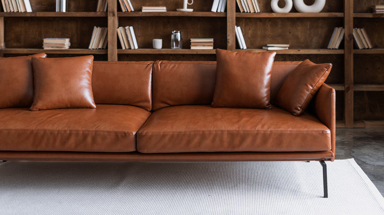 brown leather sofa