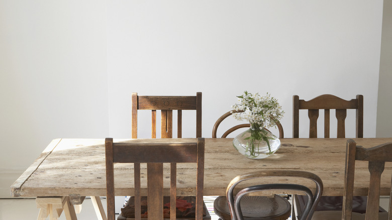 wooden tables and chairs