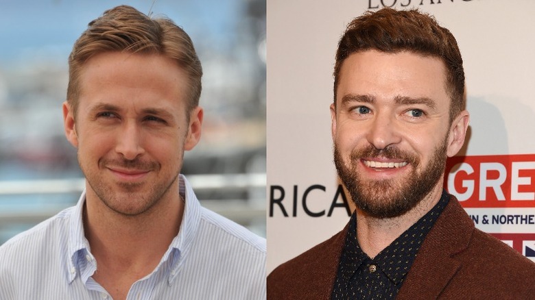 Justin Timberlake and Ryan Gosling, split image