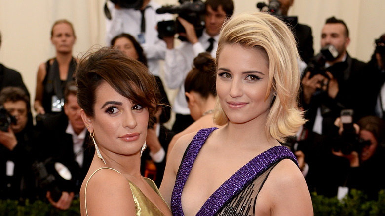 Lea Michele and Dianna Agron at a gala