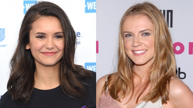 Nina Dobrev and Sara Canning, split image