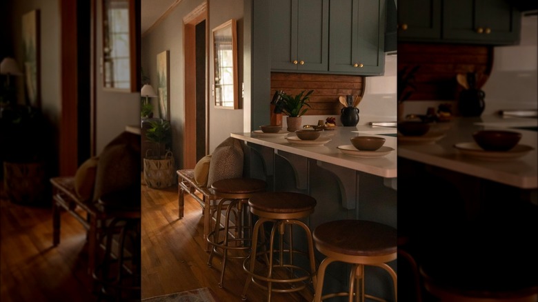 blue cabinets in kitchen