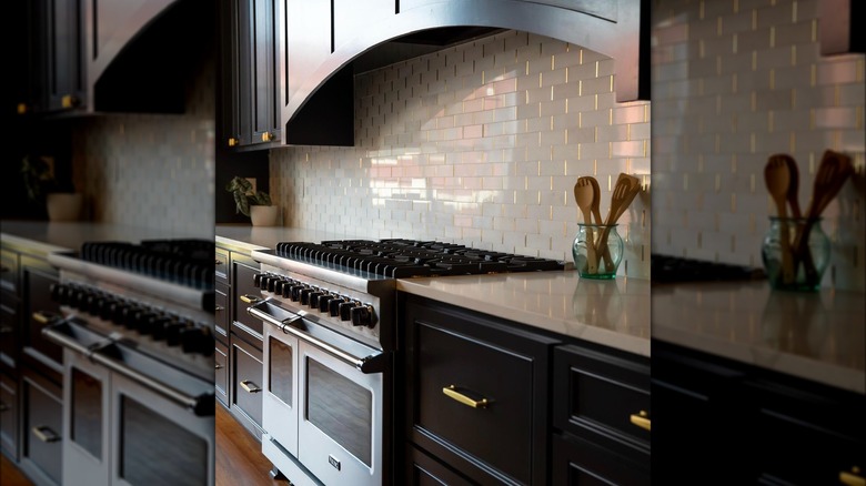 black cabinets white countertops