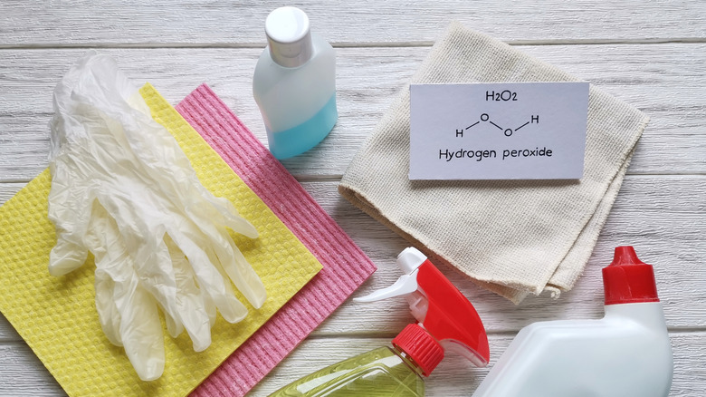 Hydrogen peroxide products and cloths