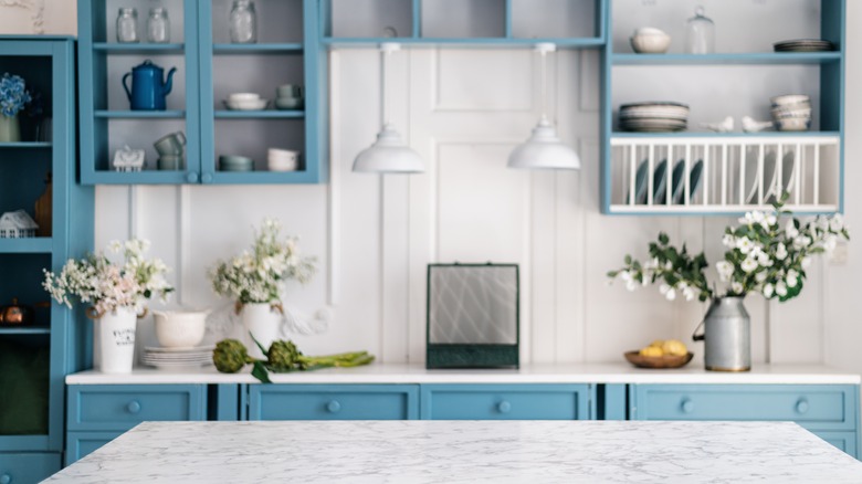 blue kitchen cabinets