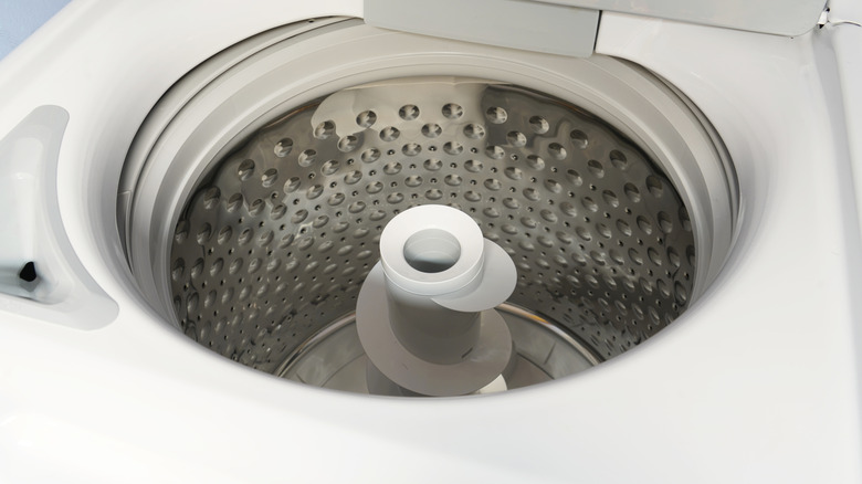 close up on top load washing machine