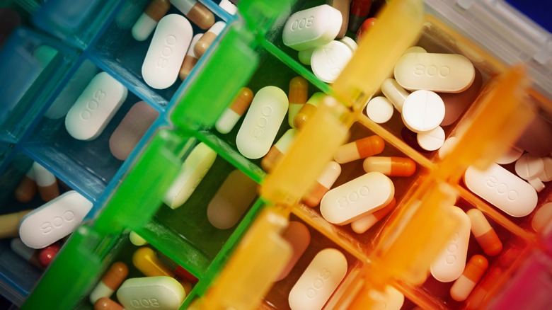 medication in pill dividers