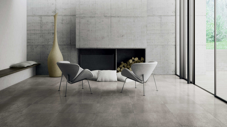 Minimalist concrete living room