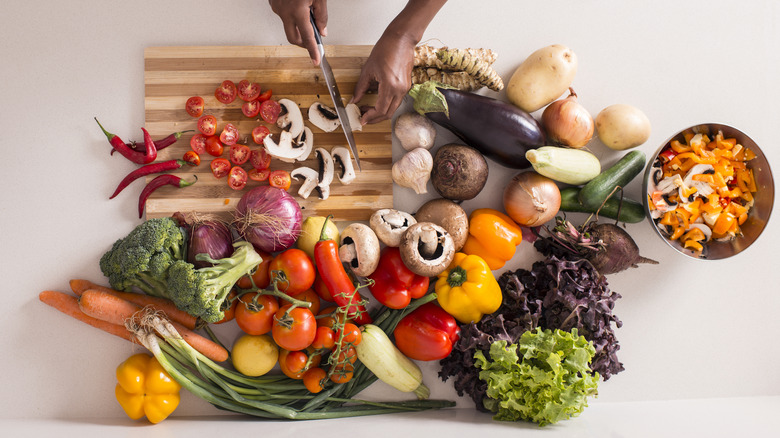 vegetables on a cutting board