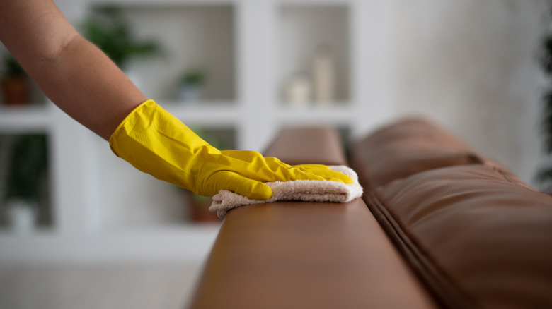 Wiping leather furniture
