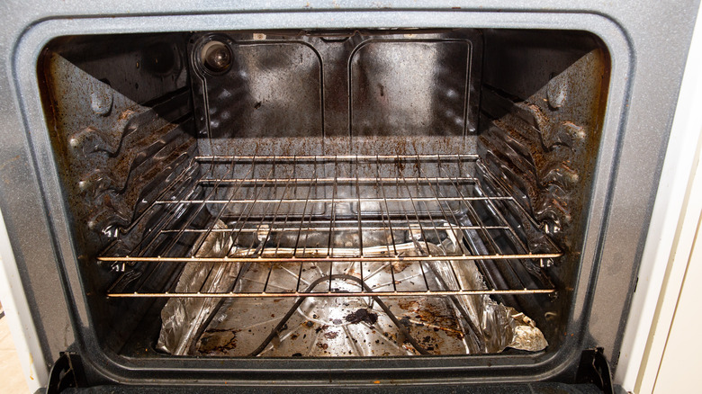 Dirty oven interior