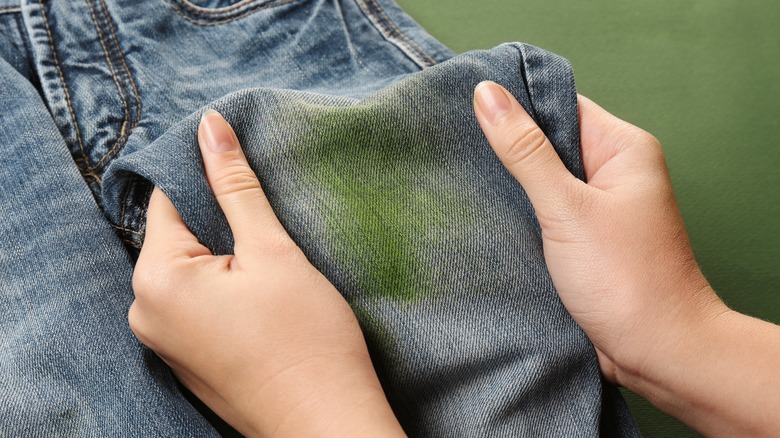 jeans with grass stain