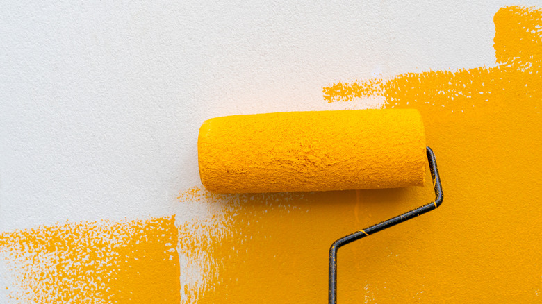 yellow paint on roller