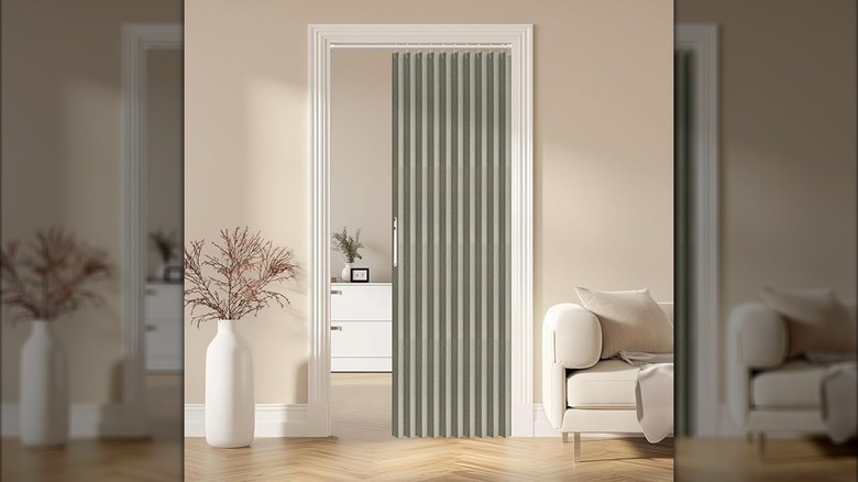 Magnetic accordion door curtain