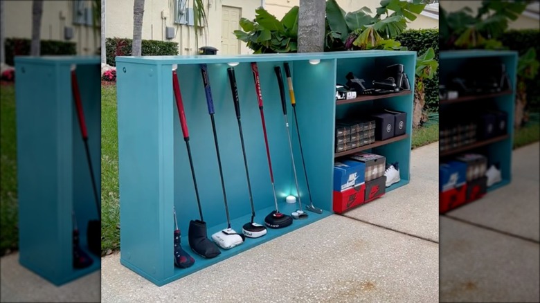 teal golfing supplies station