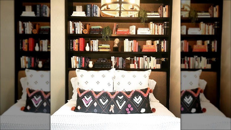 dark wood bookcase headboard