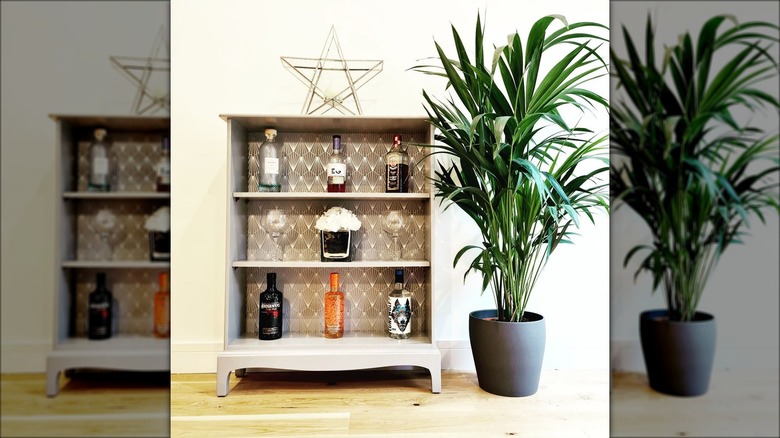 gray minibar bookcase upcycle