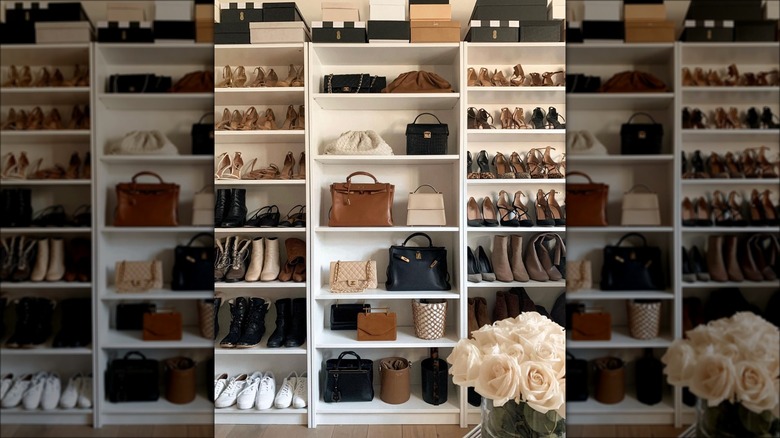 bookcase purse and shoe storage
