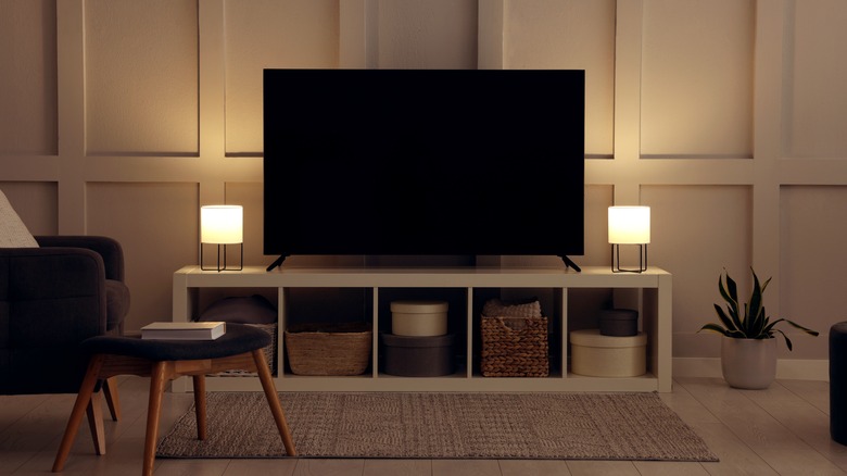 white tv console