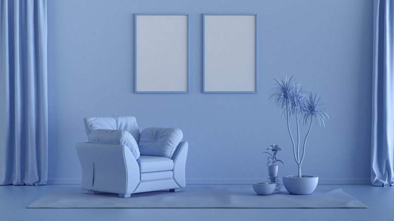 Color drenched light blue room