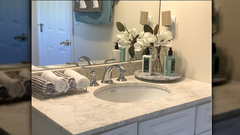 Faux marble bathroom vanity