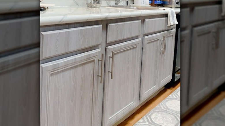 Contact papered kitchen cabinets