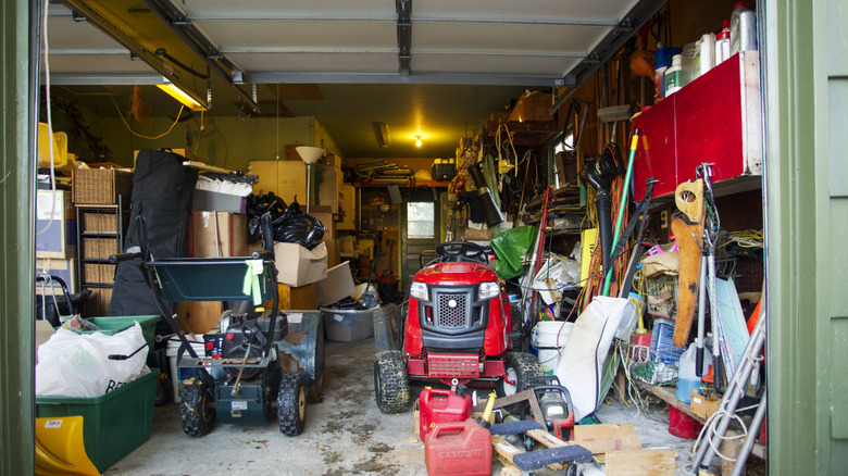 messy garage full of junk