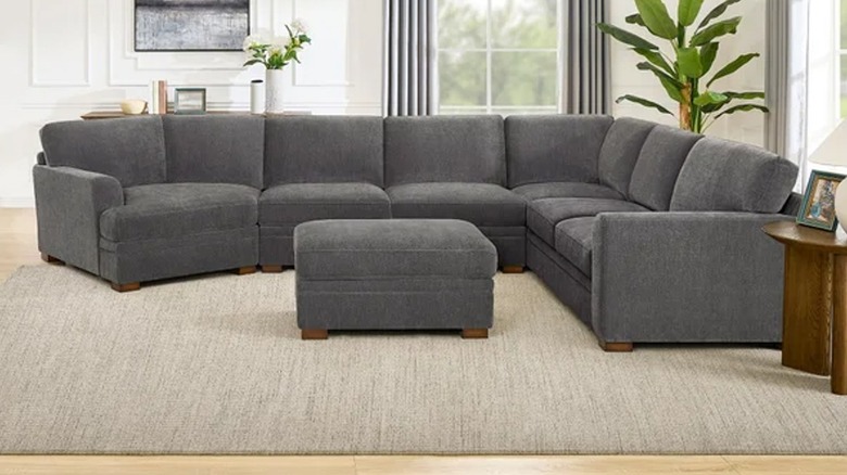 Large gray sofa sectional from Costco with ottoman