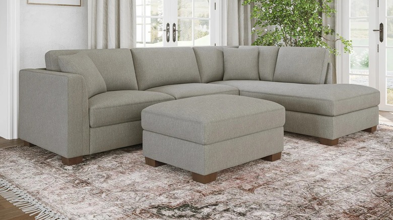 Gray chic costco sectional couch with ottoman