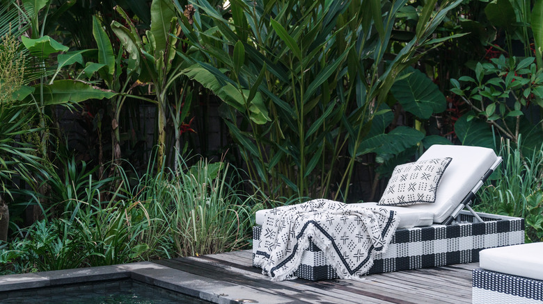 Outdoor chaise by a pool