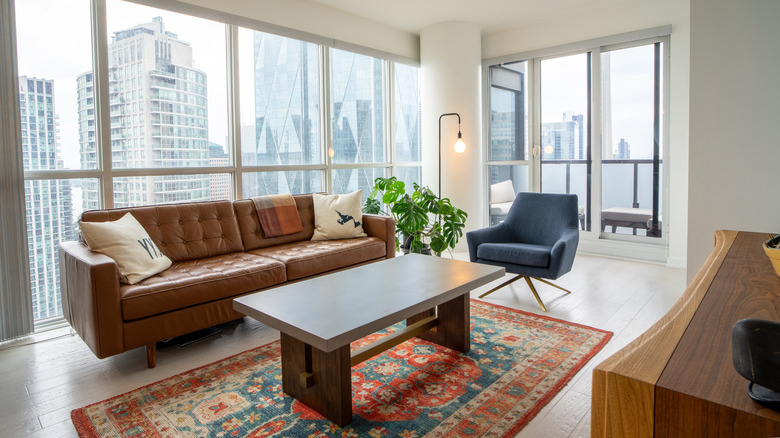 brown leather couch