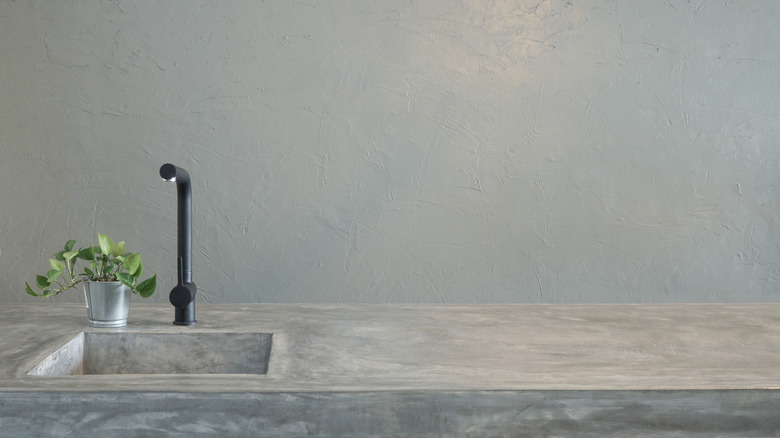 concrete counter with sink