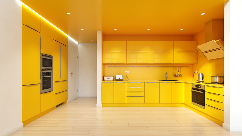 Yellow themed kitchen