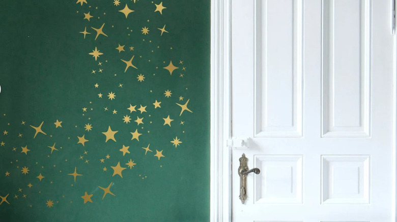 wall with gold star decals