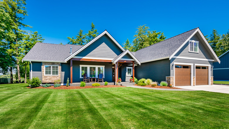 Blue modern craftsman style home