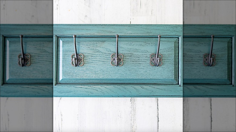 teal blue coat rack hooks