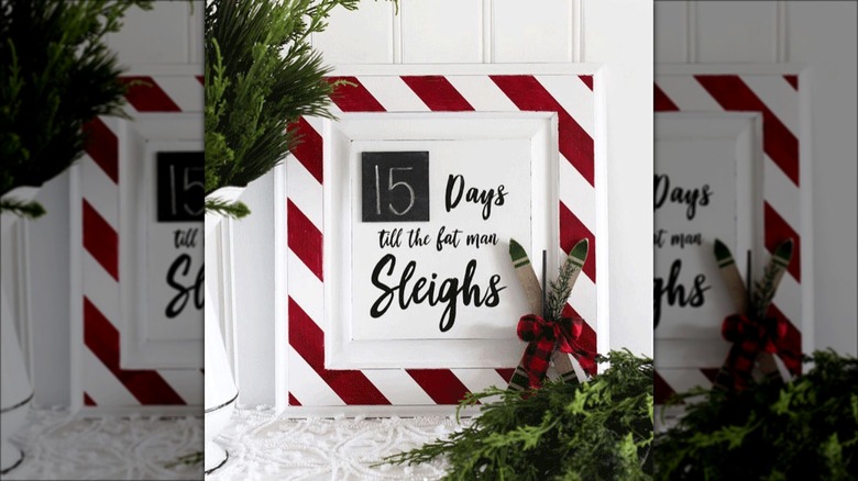 red and white christmas countdown sign