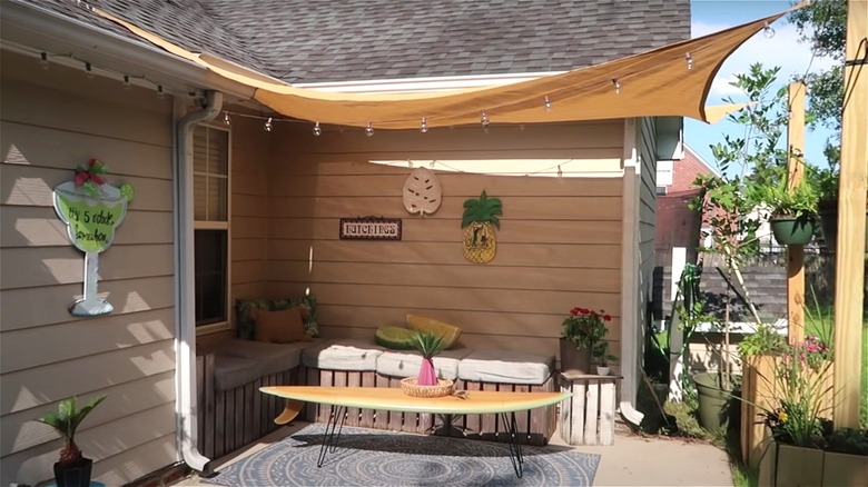 canopy over patio seating area