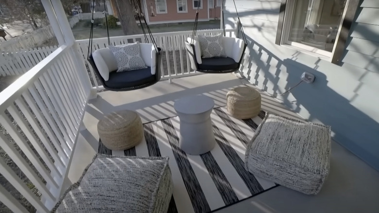 front porch with modern furniture