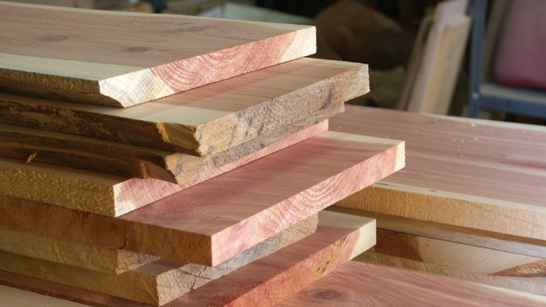 stack of cedar boards