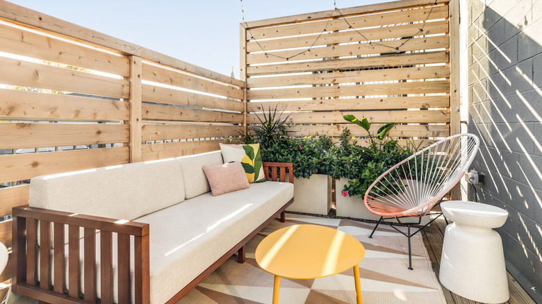 patio with wood fence