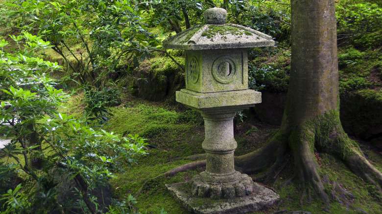 moss on stone statue