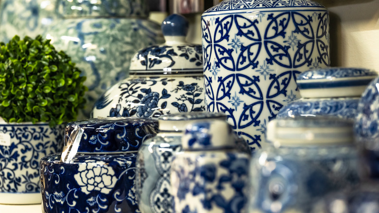 blue and white ginger jars