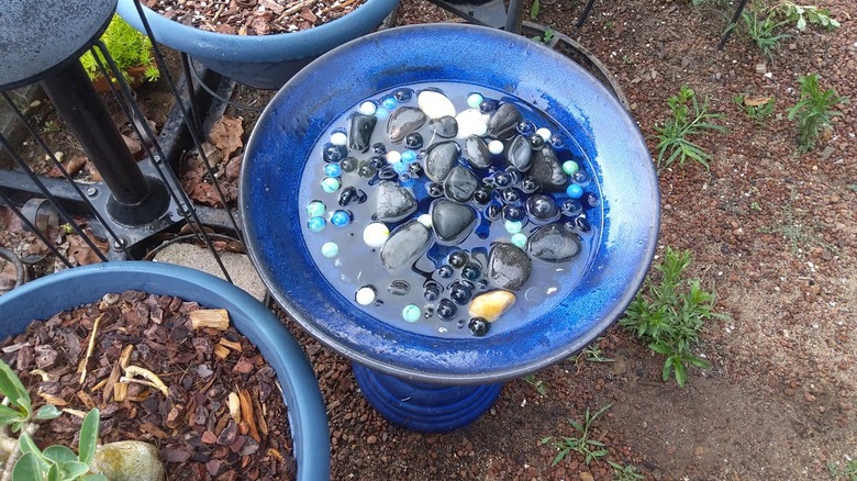 Blue bee watering station