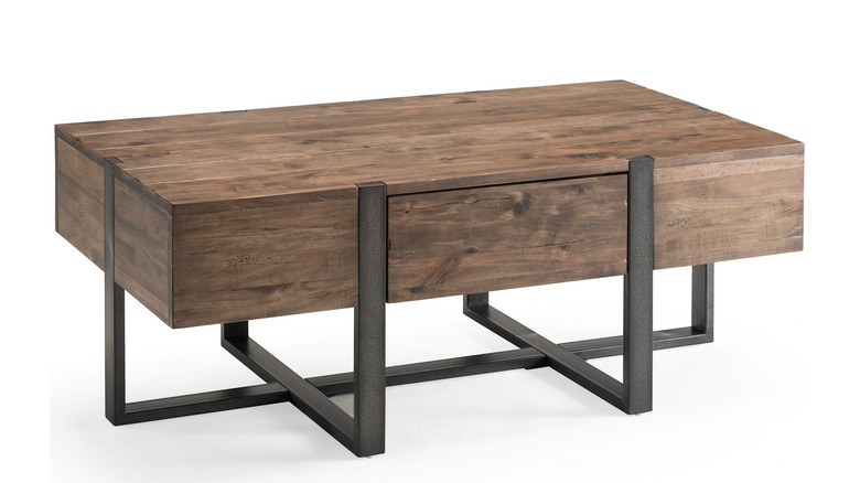 dark rustic wood coffee table