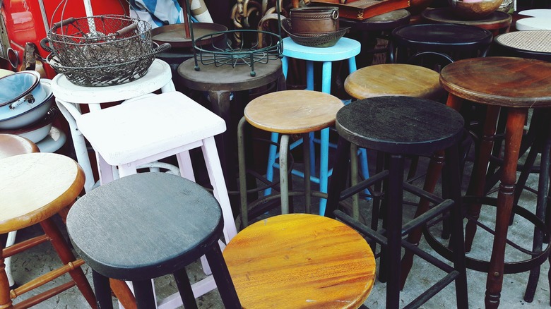 group of stools at flea market