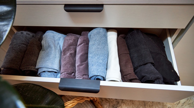 Clothes in dresser drawer