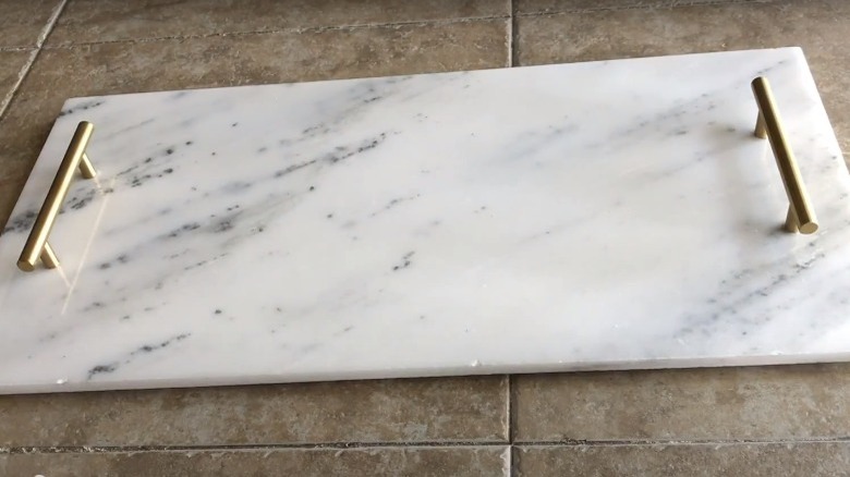 marble tile tray with handles