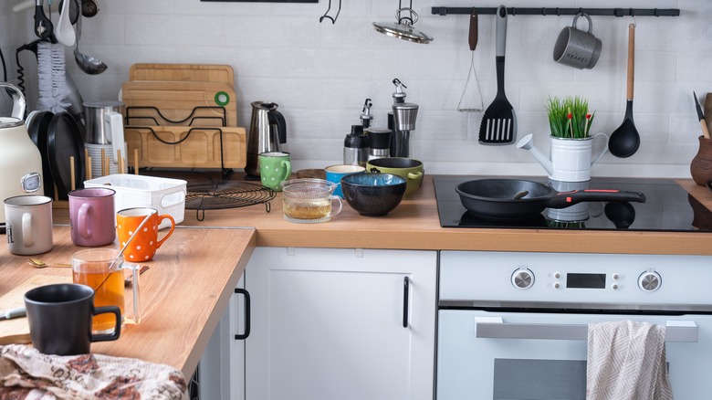 cluttered and messy kitchen